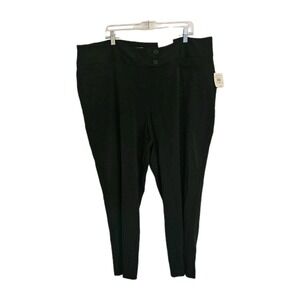 Rafaella Curvy‎ Slacks Size 22 Black Ankle Flat Front Tapered NWT